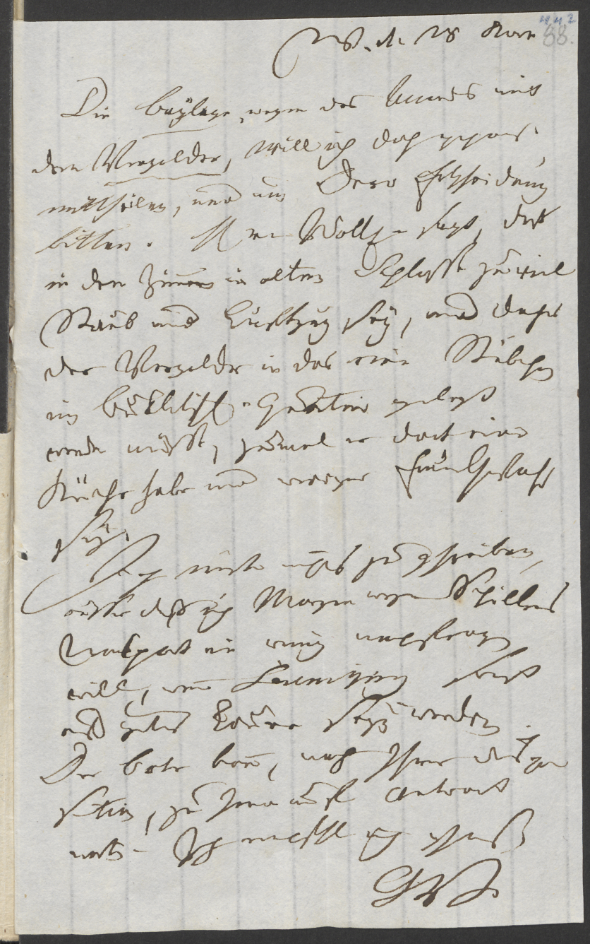 Brief von Voigt, Christian Gottlob an Goethe, Johann Wolfgang von, Weimar, 28. November 1799, GSA 28/27 Bl. 442.